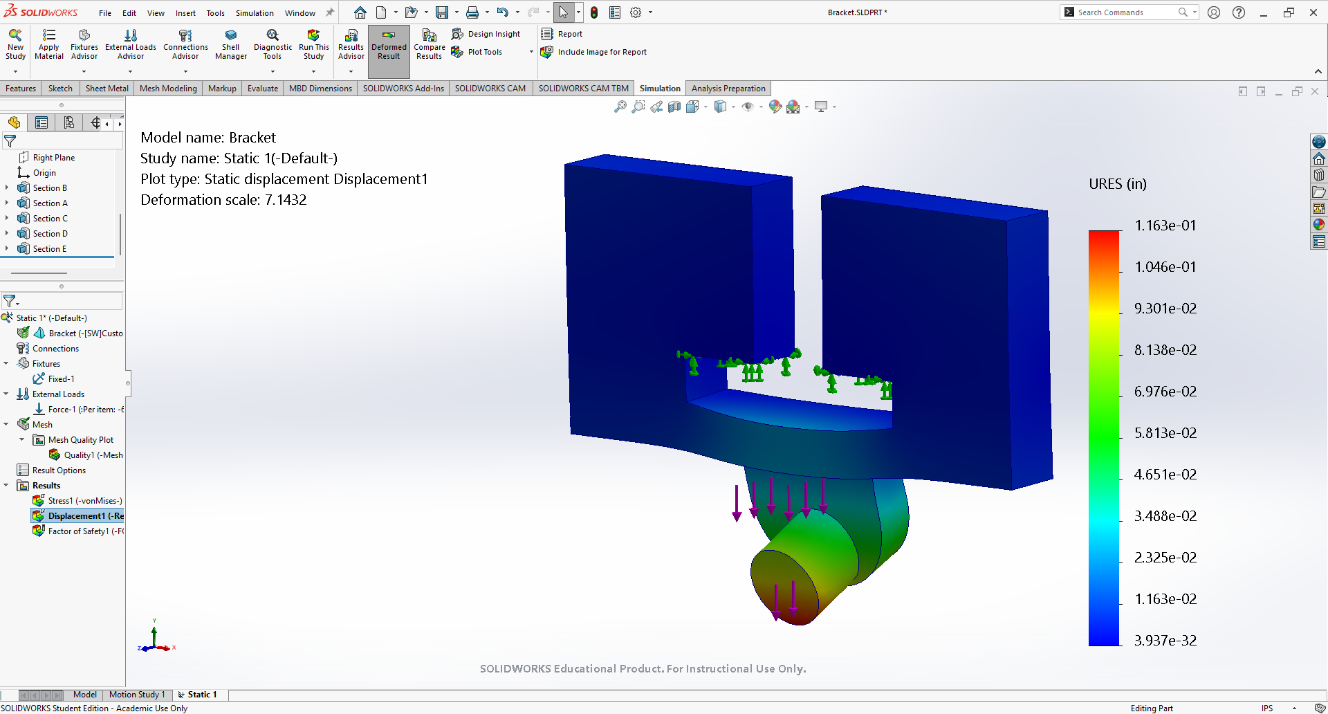 Design 1 - Mesh 2 - Deflection
